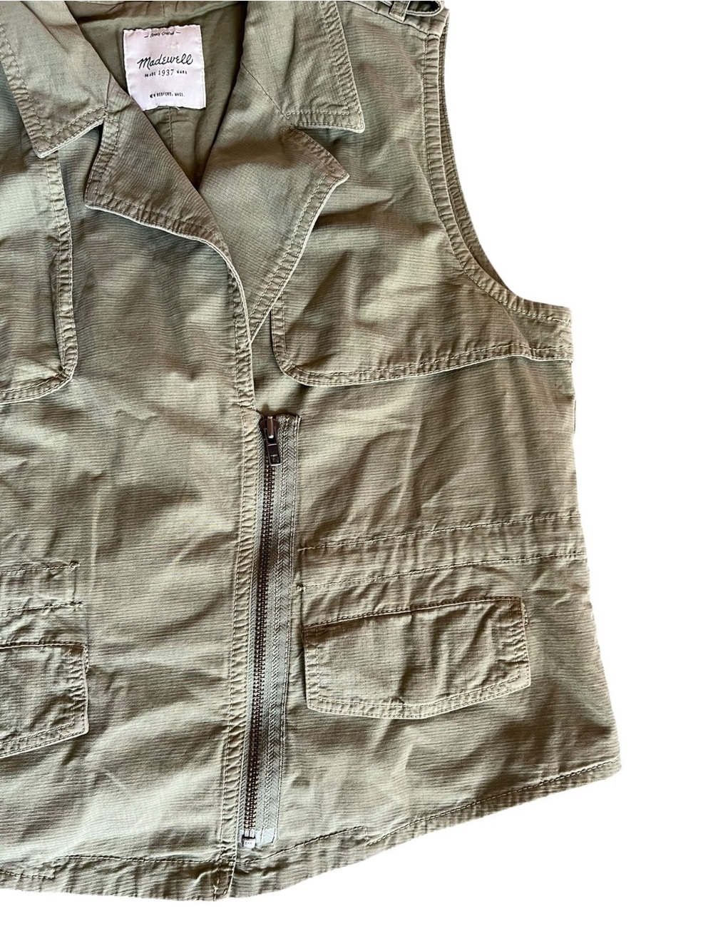 Madewell Olive Utility Vest Sleeveless Zip Front - Picture 2 of 9